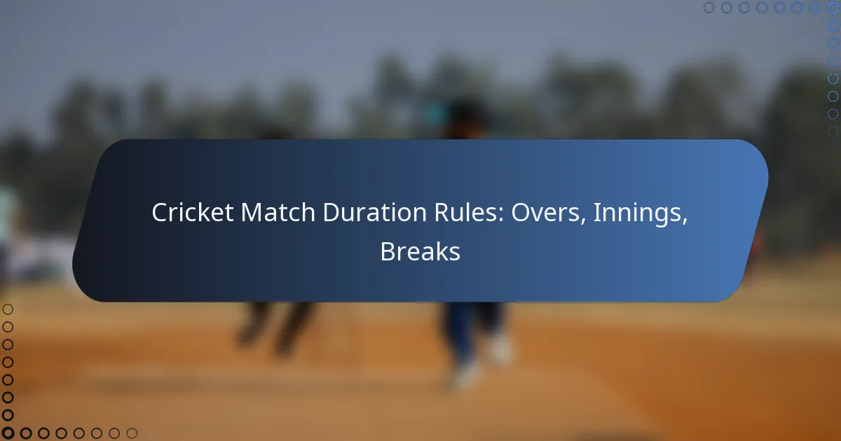 Cricket Match Duration Rules: Overs, Innings, Breaks
