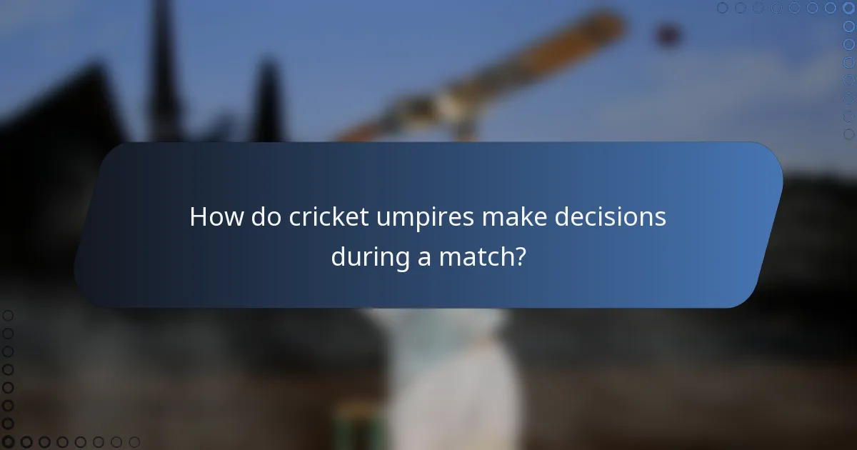 How do cricket umpires make decisions during a match?